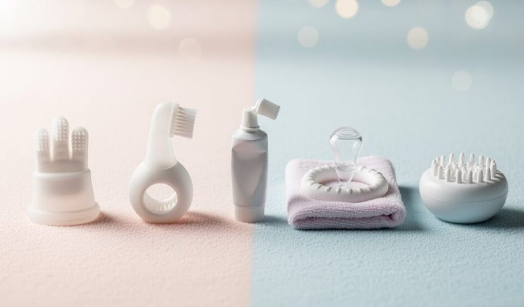 wichtige zahnärztliche Pflegeartikel für Neugeborene