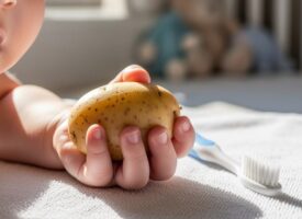 Fingerling-Handschuh oder Zahnbürste