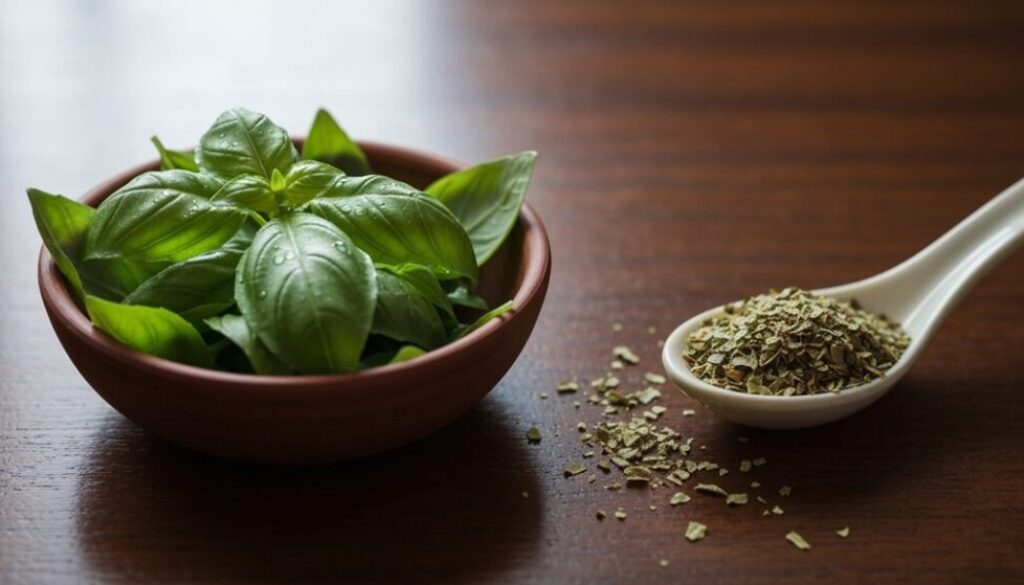 frischer oder getrockneter Basilikum