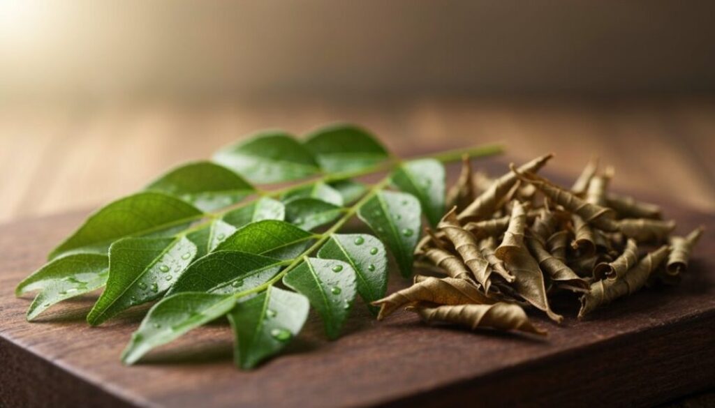 frische vs getrocknete Curryblätter