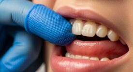 Zahnfleischkamm mit dem Finger gereinigt