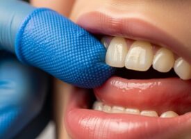 Zahnfleischkamm mit dem Finger gereinigt