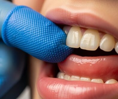 Zahnfleischkamm mit dem Finger gereinigt