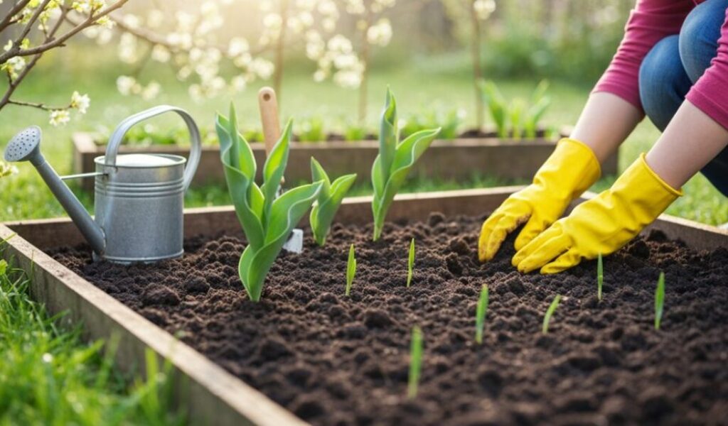 Abenteuer im Frühlingsgarten im Freien